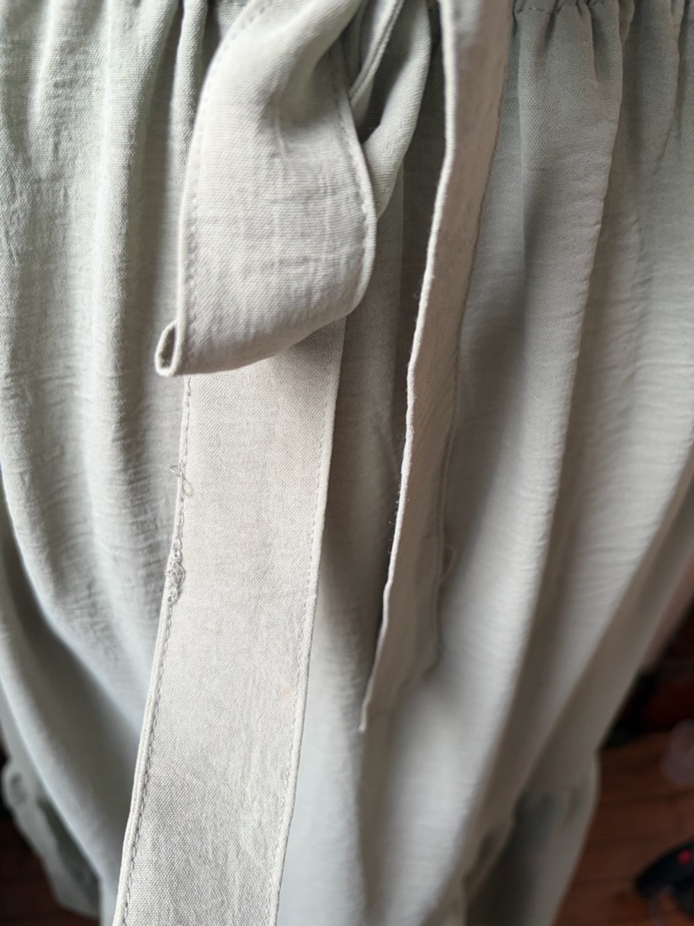 Lucky Brand Sage Green Midi Dress Flutter Sleeve Tie Waist Medium - Picture 9 of 9